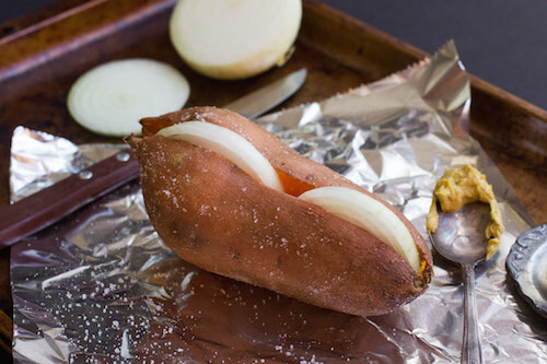 Onion Stuffed Sweet Potatoes