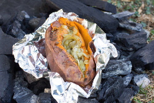 Onion Stuffed Sweet Potatoes