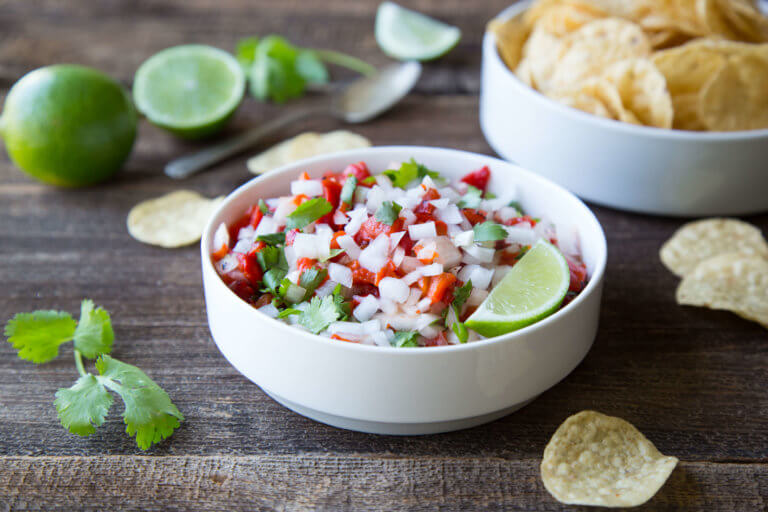 What's the best part of salsa? The Onions,, try this fabulous Sweet Onion and Roasted Red Pepper Salsa With Lime.