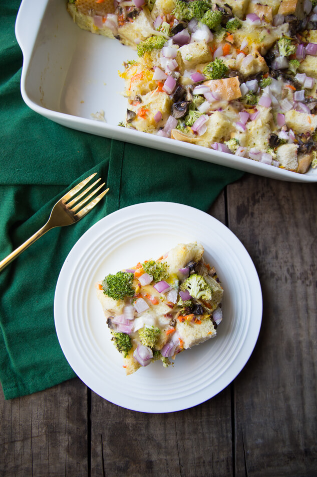 Vegetable Strata with Red Onions and Gruyere