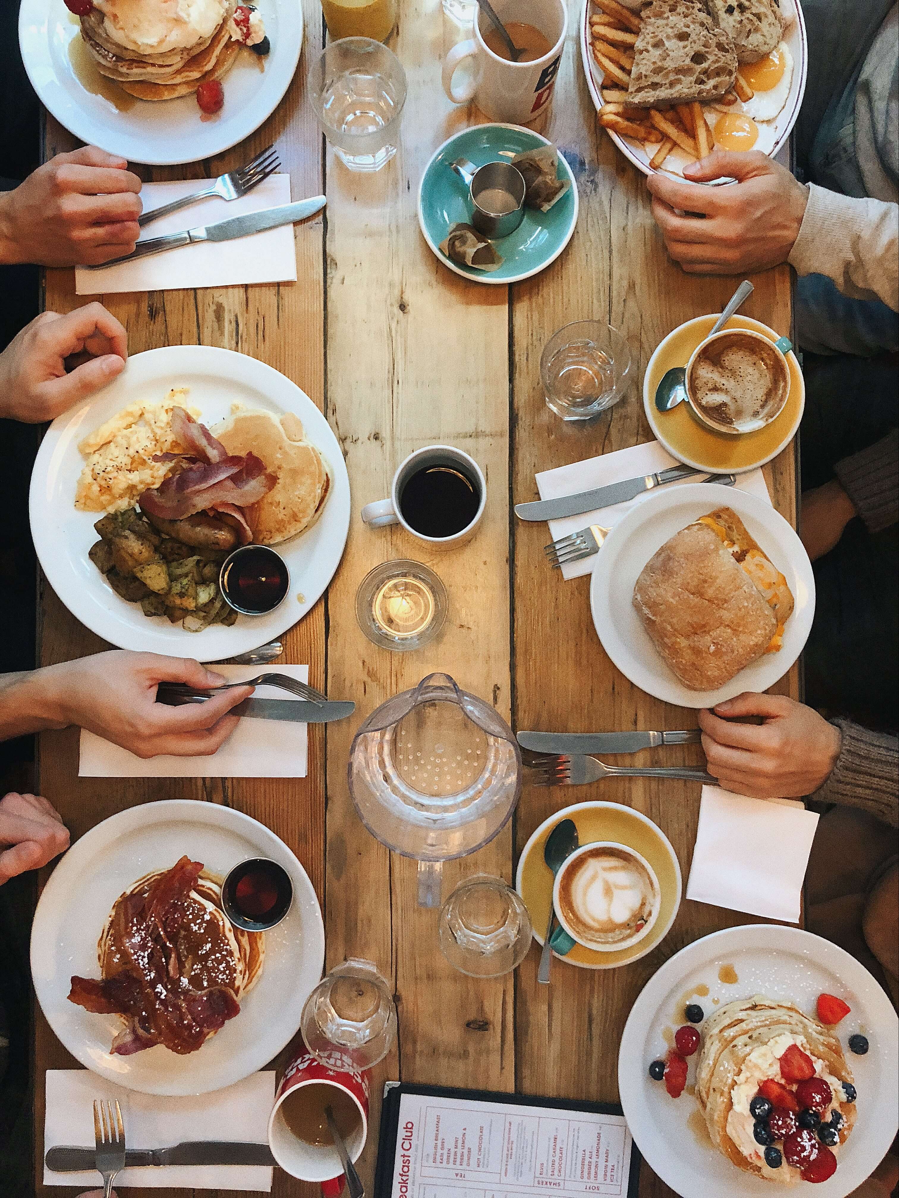 Table with food.