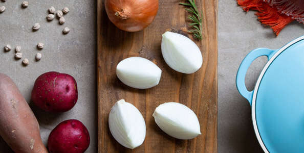 Onions on a cutting board