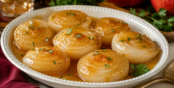 Fall Onions with Gingery Cider Sauce