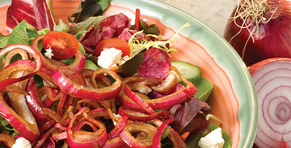 Garden Salad with Balsamic Marinade Onions National Onion Association
