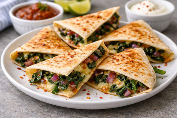 Quesadillas with Jalapeno Jack and Fresh Chard