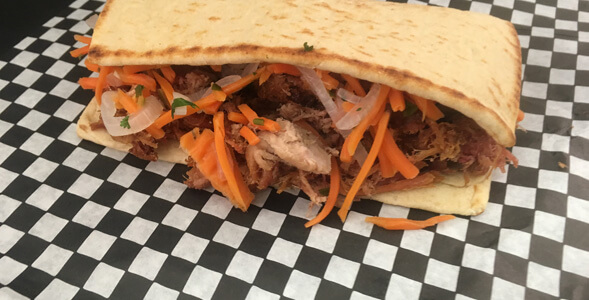 Banh Mi Flatbread with Onion-Carrot Slaw