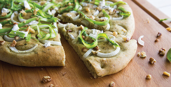 Pesto Onion Asparagus Flatbread