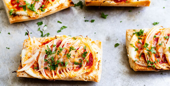 Crusty Onion Bruschetta slices