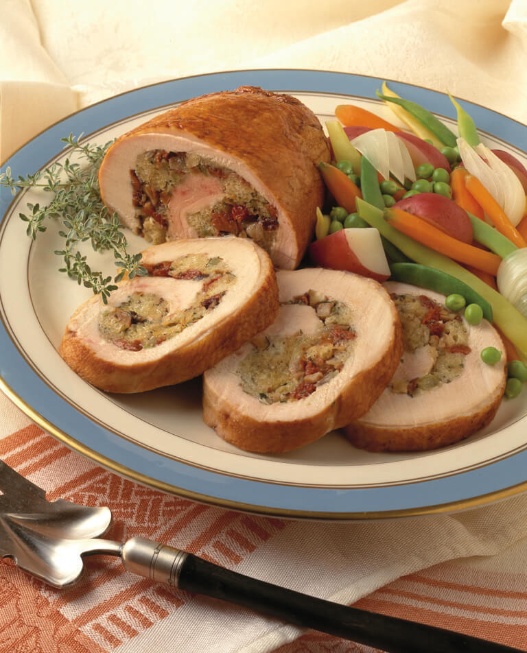 Turkey spiral with onion and cherry stuffing