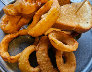 Onion Rings on a Gray Plate