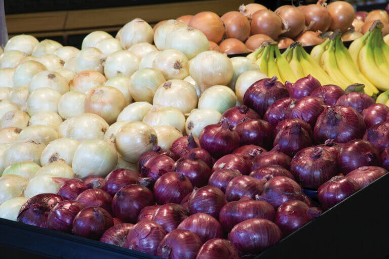 Red, white and yellow onions
