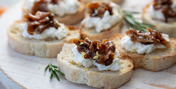 Caramelized Onion Ricotta Toasts